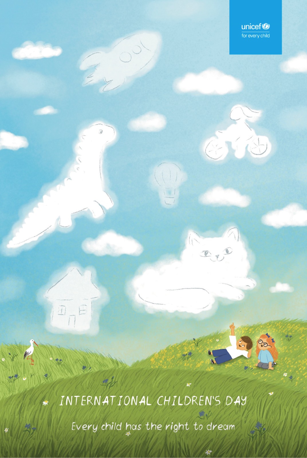 Campaign poster — International Children's Day, every child has the right to dream