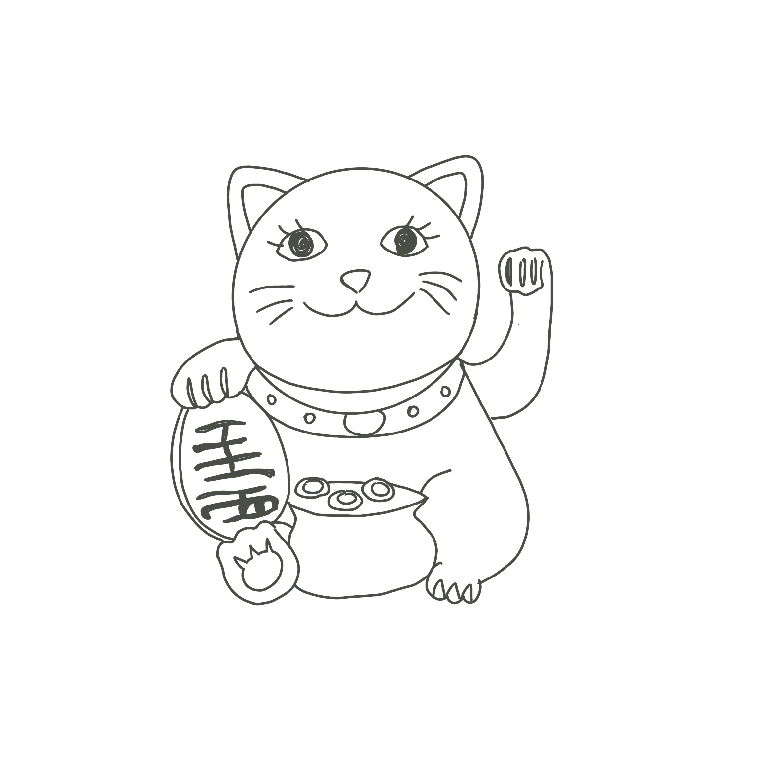 Maneki-neko lucky cat — cultural detail from the world map