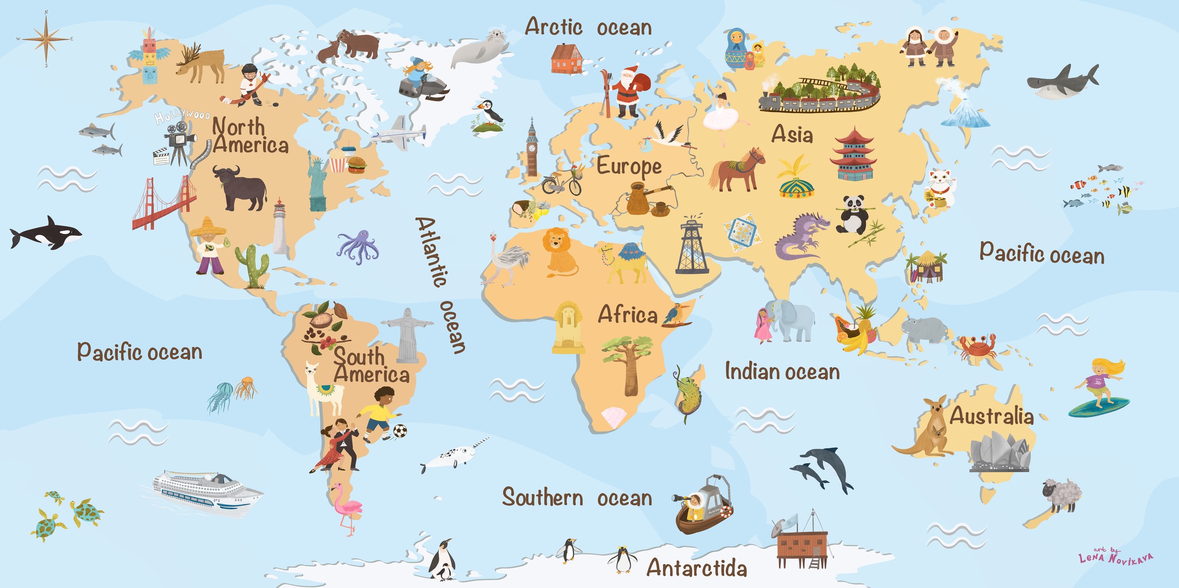World Map — Illustrated Map for Children